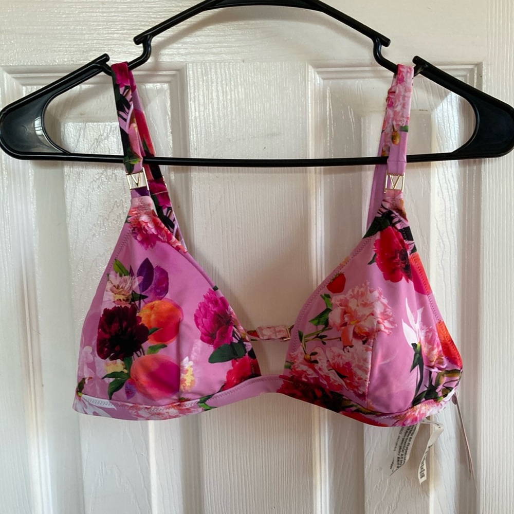 Victoria’s Secret Floral Pink Bikini Top XL NWT